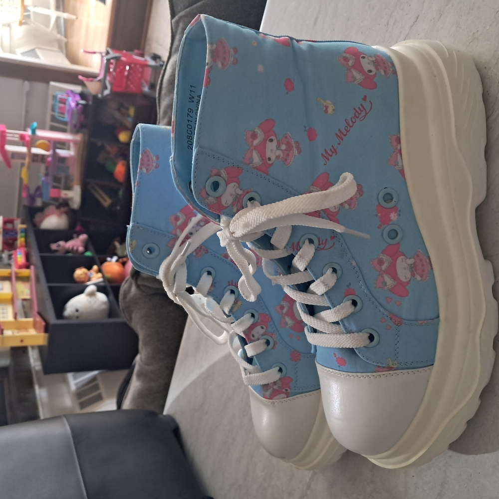 Kids High-Top Sneakers - Blue and White
